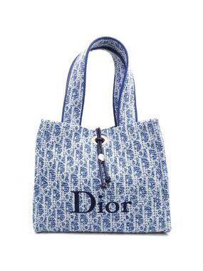 Dioriviera Sponge Book Tote Bag Small Dior Oblique Blue Silver